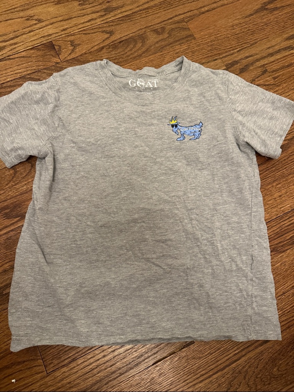 GOAT Kids' Gray Short Sleeve Tee with Blue Goat Patch
